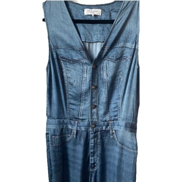 New $388 RAG & BONE Women's Blue Miramar Satin Sleeveless Jumpsuit size 8 - Picture 7 of 9